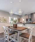 Dining room with two Tiny Crystal Chandelier For Bedroom And More One Light White Mini Crystal Pendant Ceiling Fixtures above table