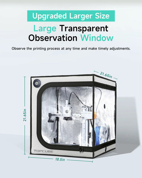 Heavy Duty 3D Printer Enclosure For Bambu Lab A1 Mini With Integrated Led And Temp Control Built To Keep Your Workspace Chill And Crush All Warping Stress For Nailed Prints Daily In Sleek Light Grey with large transparent observation window.