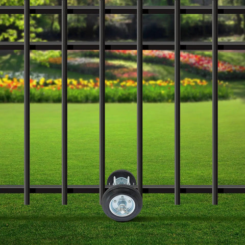 Heavy Duty Sliding Gate Rollers With 600 Pound Capacity Featuring Dual Wheel Pipe Track Setup Rust Resistant Galvanized Build And Included Latch For Smooth No Fuss Driveway Gate Projects on gate.