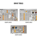 Image of 1024 Piece Master Mechanics Tool Set With Premium Modular Foam Trays And GSX Mobile Tool Storage Built For Pros And Serious DIYers featuring drive tools organized in foam trays labeled GSXMTS-86522, GSXMTS-86521, and GSXMTS-86520.