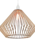 Wood Pendant Light With Adjustable Nylon Cord Modern Boho Ceiling Chandelier Basswood Frame And Oak Finish Easy Install For Dining Room Kitchen Bedroom Living Room Uses Standard Bulb