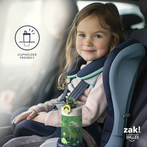 Marvel Spider Man 16 Oz Kids Water Bottle With A Kid Approved Leak Proof Straw And Super Tough Break Resistant Plastic That Hits Different And Stays Dishwasher Safe For Daily Adventures in a cupholder, with a smiling child.