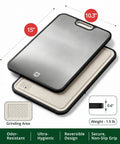 Massive Double Sided Cutting Board With Deep Juice Groove Hella Tough Titanium And Food Grade Plastic Prep Side For Steaks Cheese Produce Kitchen Chopping Tray, 15x10.3 inches with grinding area.