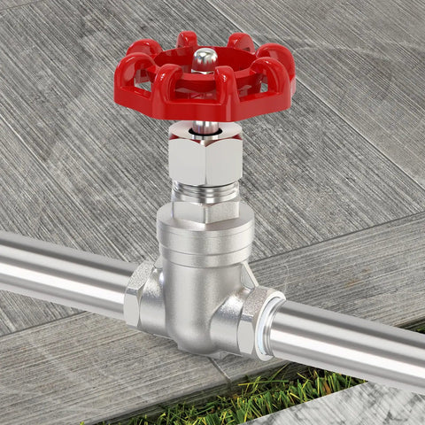 304 Stainless Steel Gate Valve 3/4 Inch NPT Female With Wheel Handle installed on pipe for water oil gas