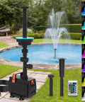 Submersible Pond Fountain Pump 600GPH with Remote LED Lights 3 Spray Patterns for Small Ponds Gardens Bird Baths and Waterfalls