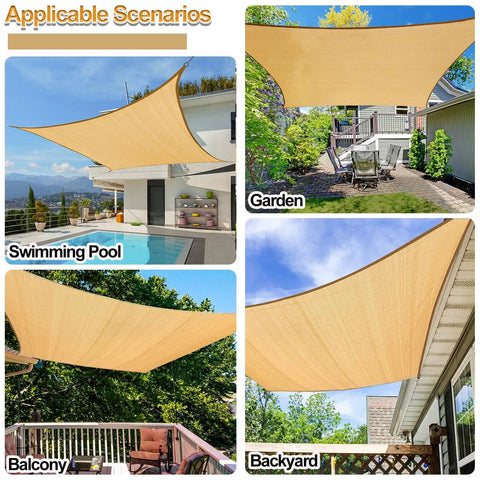 Rectangle Shade Sail 14x16 Outdoor Canopy for Backyard Patio Pergola Garden Deck Breathable UV Blocking Sun Shade.