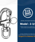 Heavy Duty 316 Stainless Steel Snap Shackle With Quick Release Carabiner For Sailboat Rigging Halyard Swivel Shackle Marine Boat Hardware