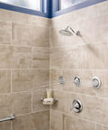 Mosaic Round Single Function Shower Body Spray With Hydro Jet Massage, Wall Mounted Chrome Finish, shown in tiled bathroom corner