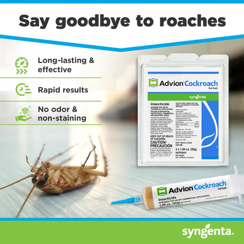 Premium German Cockroach Exterminator Brown Gel Bait Syringe Kit Featuring Four Precision Plungers For Bad Bug Banishment And Effective No Sweat Cleanup with dead cockroach.