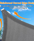Sun Shade Sail 20 By 20 By 28 Point 3 Triangle Dark Grey With Curved Edges Commercial Grade 185GSM HDPE Outdoor Shade Cloth