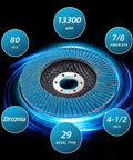 Flap Disc Grinding Wheels Set For Angle Grinder 4.5 Inch Aluminum Oxide Discs 20 Pack Grit 40 80 120 shown with specs