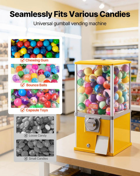 Candy Dispenser With 21 Inch Transparent Globe Holds 180 Balls for malls and parks on store counter