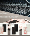 Heavy Duty Reclosable Fastener Tape Black 12 Pack Tough As Nails showing black, white, and clear strips on display.