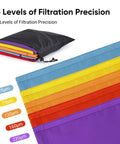 Five Gallon Filter Bag Set With Handles Five Pack Featuring 25 73 120 160 220 Micron Mesh Bags Color Coded Labels