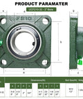 Pro Grade Ucf21032 Pillow Block Bearings Two Pack Square Flange Four Bolt Bearing Steel With Two Inch Bore dimension chart.