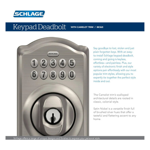 Front view of Camelot Keyless Entry Electronic Keypad Deadbolt Lock With Aged Bronze Finish For Front Door Entry No Key Needed Up To 19 Access Codes Includes Mechanical Key Backup BE365 V CAM 716