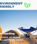 Woman relaxing in Portable Hammock With Stand No Trees Needed Compact Folding Framed Hammock With Adjustable Sunshade Canopy
