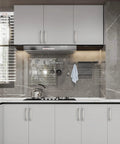 Modern kitchen with cabinets featuring 10 Pack Brushed Satin Nickel Cabinet Pulls For 5 Inch Hole Centers Durable Metal Construction Kitchen Cabinet Handles And Drawer Pulls With Easy Install ZH0032.