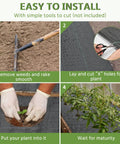 Heavy Duty Weed Barrier Fabric For Gardens And Driveways 3 By 300 Feet Landscape Fabric 3.2 Oz Opaque Polypropylene Ground Cover Blocker Durable Weed Control Garden Bed Cover Commercial Use being installed in a garden
