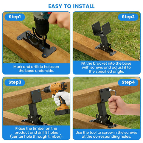 Heavy Duty Roof Riser Brackets Kit 3 Pcs 4x4 To 4x6 Lumber Built To Last With Adjustable 0 To 180 Degree Pergola Brackets Black Powder Coated Fit For Patio Gazebos And Outdoor Pergolas