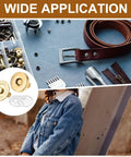 Premium Copper Magnetic Snap Buttons For Purses And Gear DIY Craft Replacement Clasps With Washers Gold Tone on sewing table with tools.
