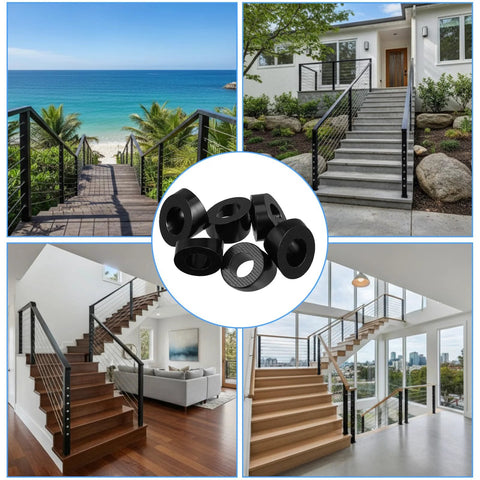 Afcabakila 20-pack black 5/16 in ID T316 stainless angle washers for cable railing, 30-degree beveled for stair ends