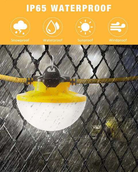 Beastly Bright 100Ft LED Construction String Lights 130W 16000 Lumens Industrial Grade IP65 Waterproof in rain