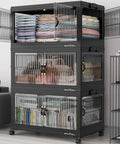 Legit Heavy Duty Stackable Storage Bins With Four Dual Access Doors And Three Secure Lids Foldable Plastic Organizers For Huge Closets And Garages Making Your Space Look Amazing with colorful linens and items neatly organized.