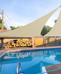 Beige 9 Ft Triangle Sun Shade Sail Canopy for Patio Backyard and Garden UV Blocking and Breathable Outdoor Shade Cover over pool