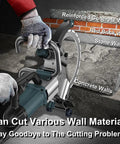 Badass Pro Grade Electric Concrete Cutter Featuring 8800 Watt Brushless Motor and Lightning Fast 3000rpm Rotation for cutting various wall materials.