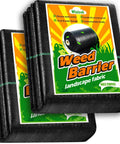 Garden Weed Barrier Landscape Fabric 4 Ft By 50 Ft 2 Pack Premium Weed Control Cloth stacked with packaging visible