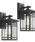 Dusk To Dawn Exterior Wall Lights With Built In Sensor, Outdoor Wall Lanterns Auto On Off, Waterproof Wall Mount Sconces With Seeded Glass, Anti Rust Porch Lighting For Corridor And Garage, 2 Pack
