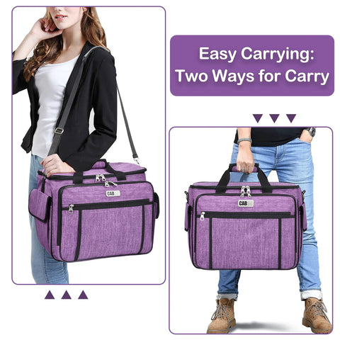 Smooth Rolling Sewing Machine Case With Wheels And Solid Frame Easily Haul Your Craft Gear Across Town as a purple trolley tote with removable base