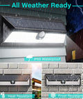 Outdoor Solar Motion Sensor Lights With Remote Control Four Modes Sensing Dim Alarm And Off IP65 Waterproof LED