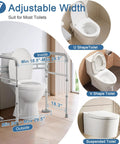 Rock Solid Adjustable Toilet Safety Rail And Grab Bar For Seniors, Supports Up To 350 Pounds With Reinforced Pivot Clamps for U and V shape toilets.