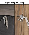 Titanium EDC Pry Bar Multitool All In One With Bottle Opener, Pocket Clip, Wrenches shown clipped to pocket and with keys