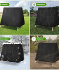 All Weather Outdoor Swing Cover Waterproof Heavy Duty Fit 88 Inch Long 84 Inch Wide 65 Inch High For A Frame Swing Set Porch Glider Hammock And Porch Swing Stand With Adjustable Drawstring Buckle in different weather conditions: sunproof, waterproof, snowproof, dustproof.