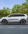 Set Of Two Heavy Duty Hydraulic Wheel Dollies With Foot Pump Lift And Six Thousand Pound Capacity For Smooth Rolling Tire Skates under SUV.