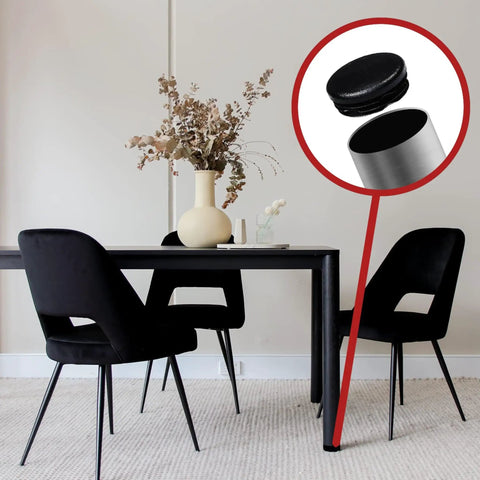 1 Inch Ribbed Plastic Hole Plugs For 3/4 To 15/16 Inch Round Tubing Black End Caps in elegant dining room setting