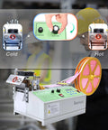Automatic Webbing Cutter For Hot And Cold Cutting Of Ribbon And Zipper Tape with dual function display and worker setup