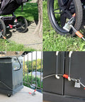 Heavy Duty 30Ft Security Cable With Loops 10mm Braided Steel securing stroller, bike, and grill, weatherproof lock system in use