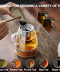 Glass Electric Kettle With Removable Stainless Steel Infuser 1 Liter Dual Purpose For Tea Coffee And Hot Water Auto Shut Off Boil Dry Protection BPA Free Easy Pour Design
