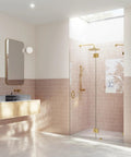 Frameless Shower Door Hinge With Enduroshield Glass Coating For 78 Inch Glass Enclosures In Polished Brass Finish Durable Hinges For Modern Shower Installations High Compatibility And Easy Maintenance, brass hinge on glass shower door