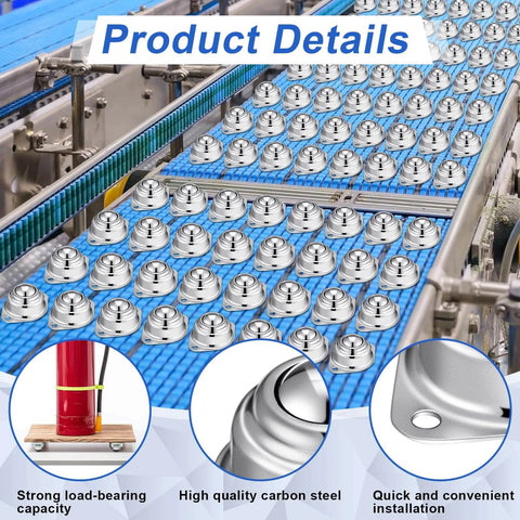 30 Pcs 1" Roller Ball Transfer Bearing 400 Lbs Load Capacity Carbon Steel Round Ball Transfer Unit on conveyor system
