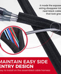 Split Wire Loom Braided Mesh Cable Sleeve For Wires And Cables DIY Friendly Easy Side Entry shown with cables inserted