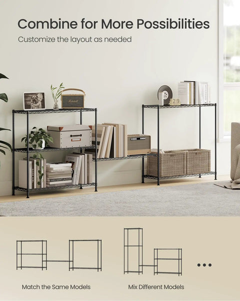 Tough As Nails 3 Tier Bathroom Shelf Heavy Duty Metal Storage Rack For Small Footprints with customizable layout in living area.