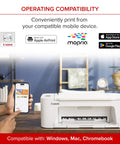 All In One Wireless Printer For Home Use With Easy Setup And Fast Print Speeds Print Copy Scan In One Compact White Unit shown with phone