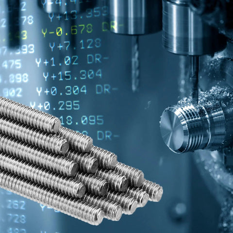 PATIKIL 3/8-16 UNC 304 stainless steel fully threaded rods, 15 pcs, 1.6 in long, side view