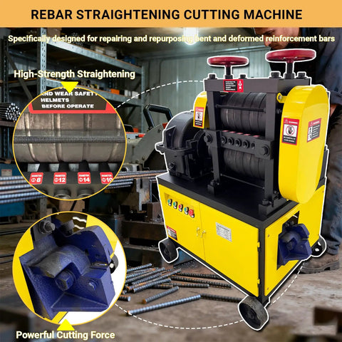 Heavy Duty Rebar Straightening And Cutting Machine 6 To 14mm Scrap Rebar Straightener in workshop setting
