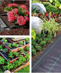 Heavy Duty Weed Barrier Landscape Fabric 3.2 Oz Ground Cover 1.4 Ft By 50 Ft installed in a flower and vegetable garden.